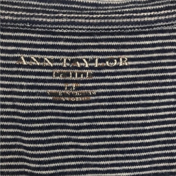 Ann Taylor Striped Blue White Scoop Neck Crop Tank Zipper Shoulder - Picture 4 of 8